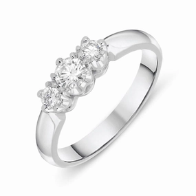 Platinum 0.39ct Diamond Brilliant Cut Trilogy Ring D