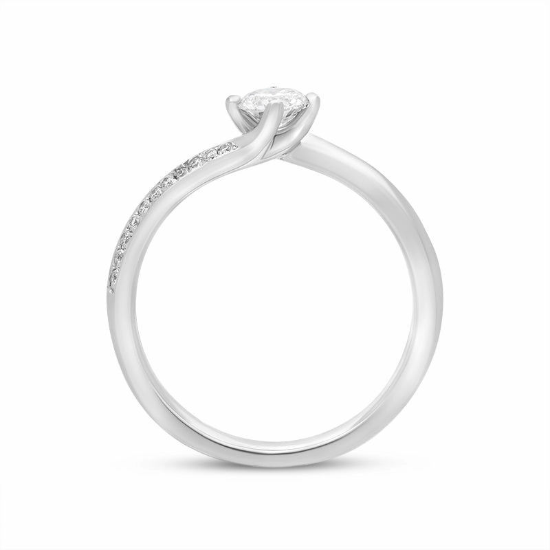 Platinum 0.39ct Diamond Shoulder Set Twist Solitaire Ring