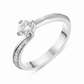 Platinum 0.39ct Diamond Solitaire Twist Shank Ring