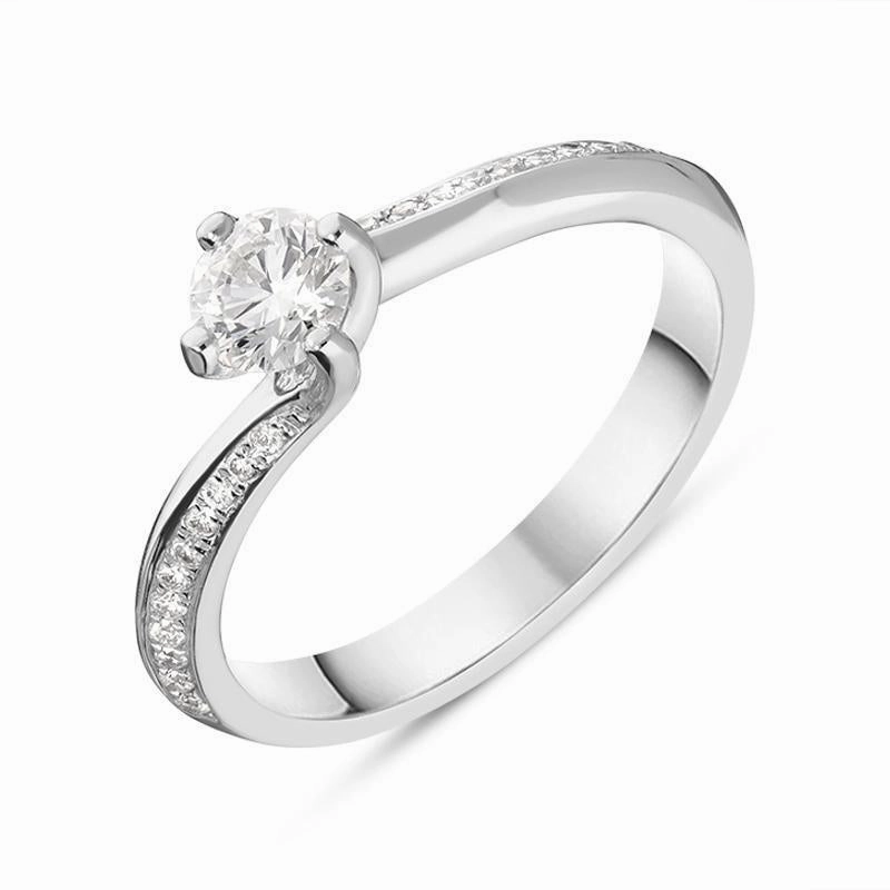 Platinum 0.39ct Diamond Solitaire Twist Shank Ring