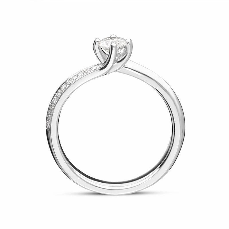 Platinum 0.39ct Diamond Solitaire Twist Shank Ring