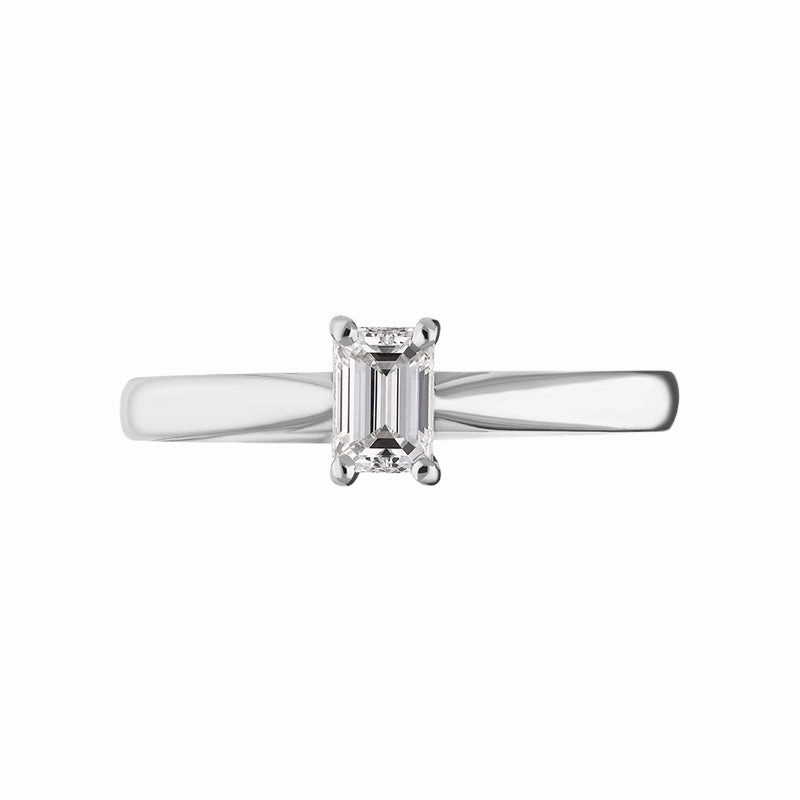 Platinum 0.40ct Diamond Emerald Cut Solitaire Ring