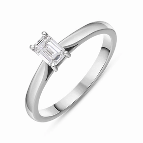 Platinum 0.40ct Diamond Emerald Cut Solitaire Ring