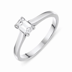 Platinum 0.40ct Diamond Emerald Cut Solitaire Ring D