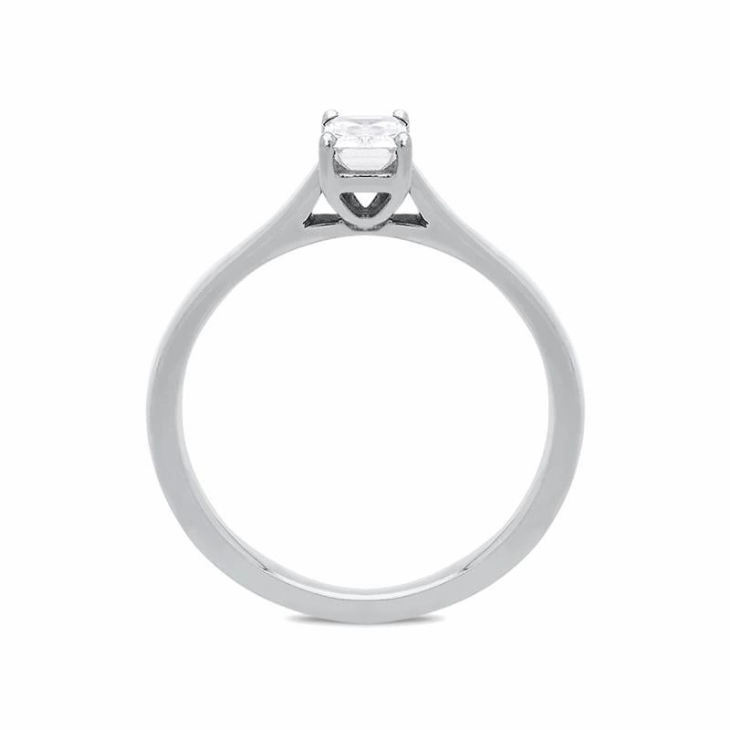 Platinum 0.40ct Diamond Emerald Cut Solitaire Ring D
