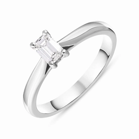 Platinum 0.40ct Diamond Emerald Cut Solitaire Ring