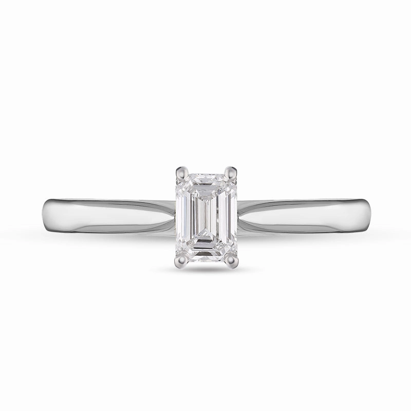 Platinum 0.40ct Diamond Emerald Cut Solitaire Ring