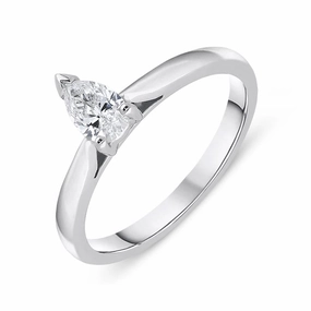Platinum 0.40ct Diamond Pear Cut Solitaire Ring