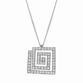 Platinum 0.40ct Diamond Square Spiral Necklace D
