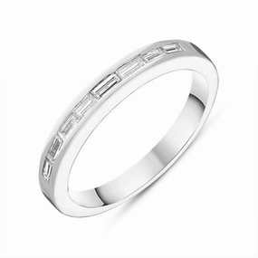 Platinum 0.41ct Diamond Baguette Cut Channel Set Court Ring