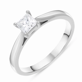 Platinum 0.41ct Diamond Princess Cut Solitaire Ring
