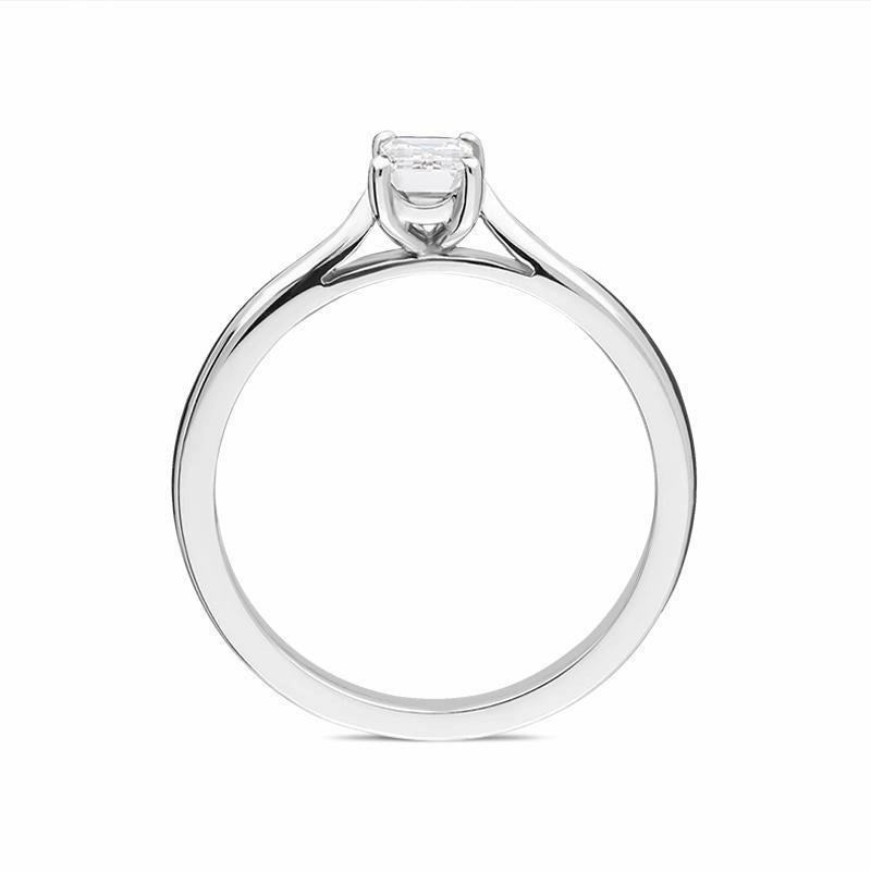 Platinum 0.42ct Diamond Emerald Cut Solitaire Ring