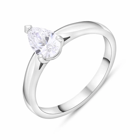 Platinum 0.42ct Diamond GIA Certified Pear Cut Solitaire Ring