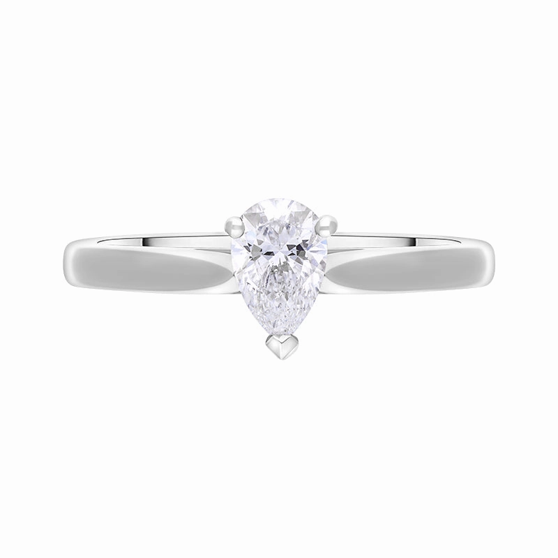 Platinum 0.42ct Diamond GIA Certified Pear Cut Solitaire Ring