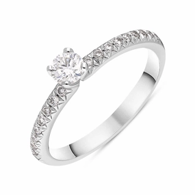 Platinum 0.42ct Diamond Shoulder Solitaire Ring