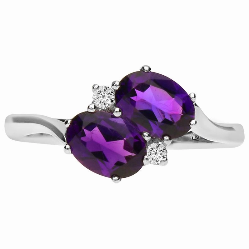 Platinum 0.44ct Amethyst Diamond Crossover Ring