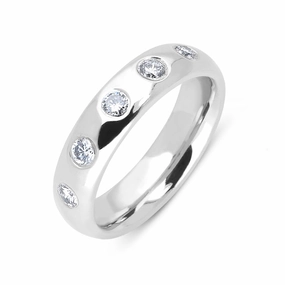 Platinum 0.45ct Diamond Court Shape Wedding Ring