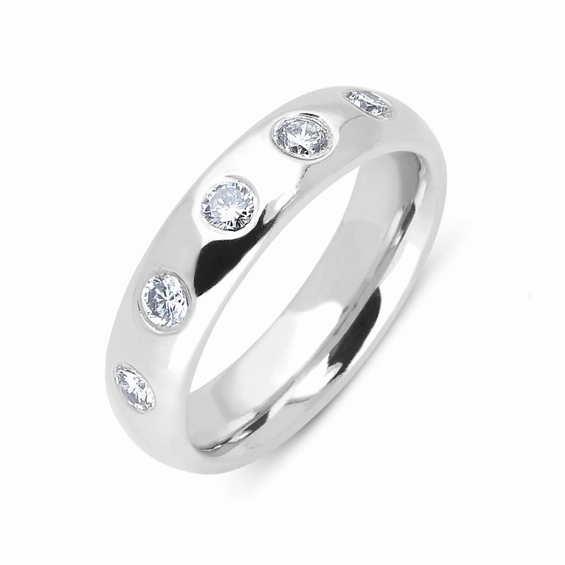 Platinum 0.45ct Diamond Court Shape Wedding Ring