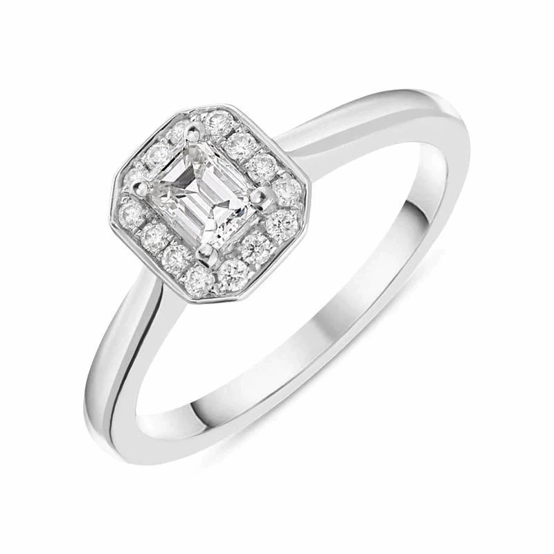 Platinum 0.46ct Diamond Cushion Halo Ring