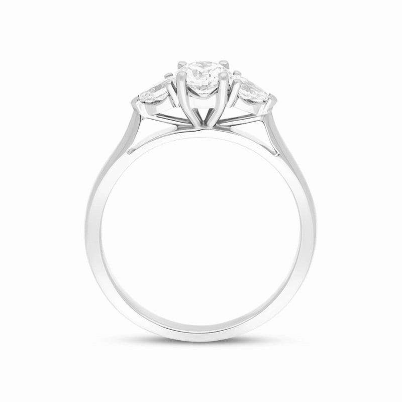 Platinum 0.46ct Diamond Round Brilliant and Pear Cut Three Stone Ring