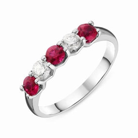 Platinum 0.46ct Ruby Diamond Half Eternity Ring