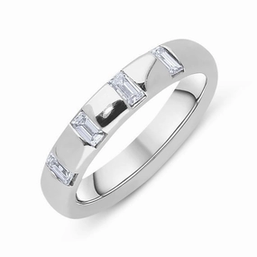 Platinum 0.48ct Diamond Emerald Cut 4mm Ring
