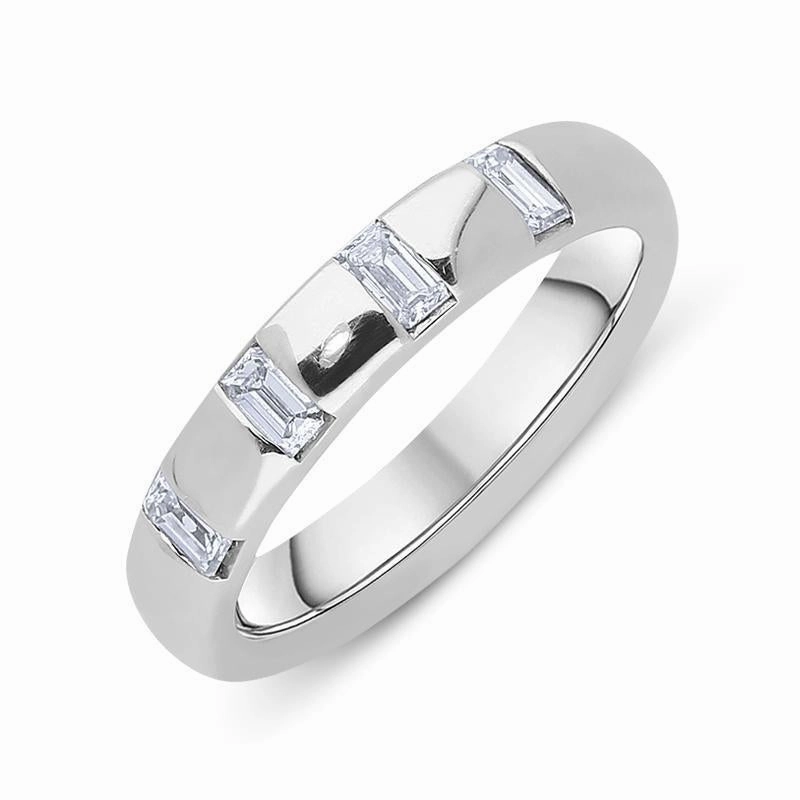 Platinum 0.48ct Diamond Emerald Cut 4mm Ring