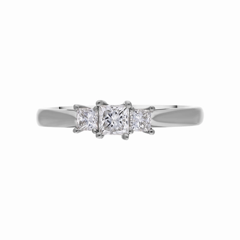 Platinum 0.48ct Diamond Princess Cut Trilogy Ring