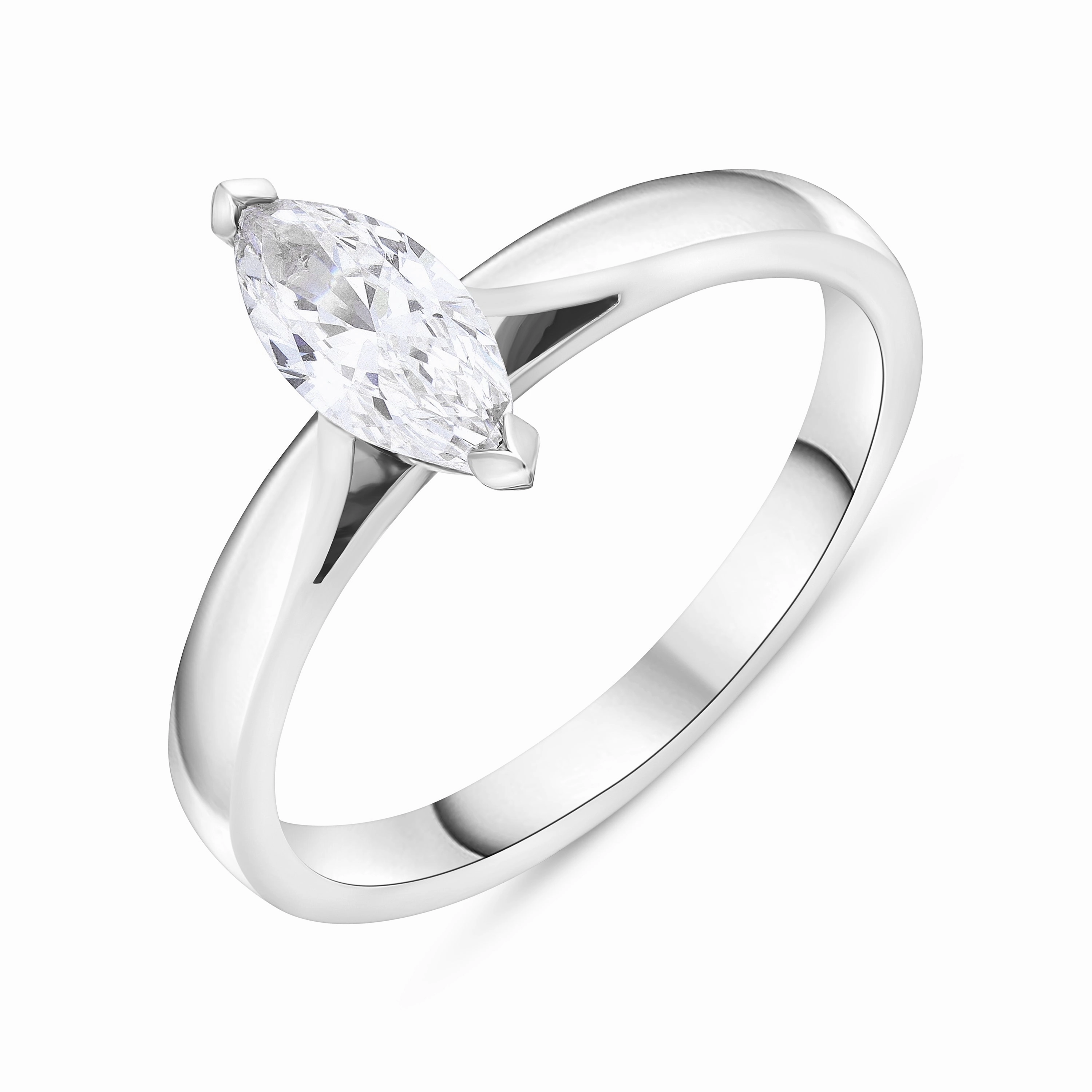 Platinum 0.50 Diamond Solitaire Marquise Cut Ring Size M GIA FVS2