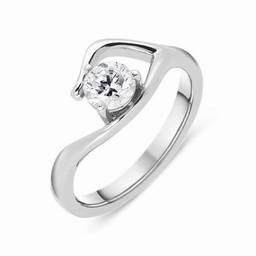 Platinum 0.50ct Diamond Brilliant Cut Solitaire Tri-set Ring