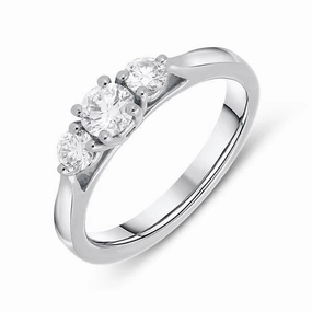 Platinum 0.50ct Diamond Claw Set Trilogy Ring