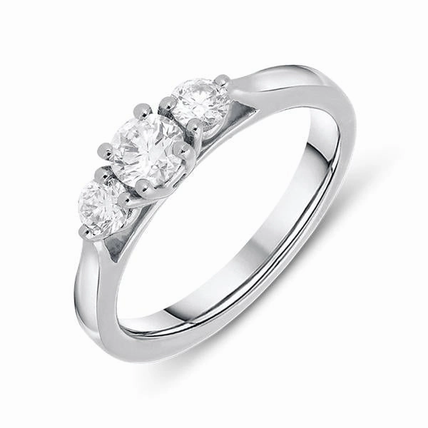 Platinum 0.50ct Diamond Claw Set Trilogy Ring
