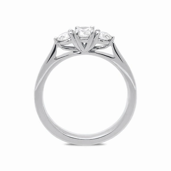Platinum 0.50ct Diamond Claw Set Trilogy Ring