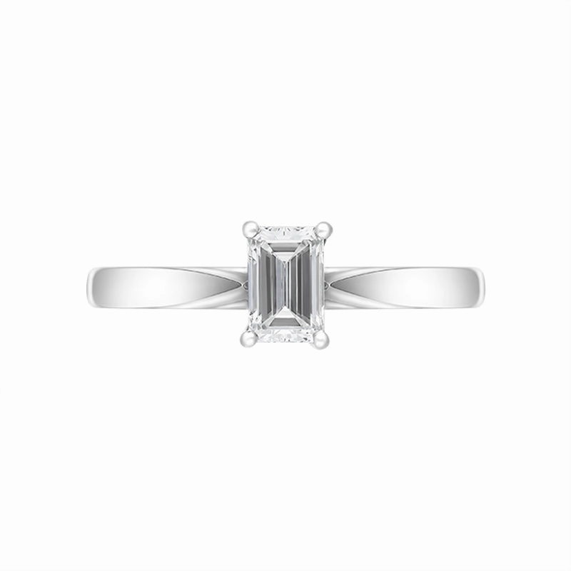 Platinum 0.50ct Diamond Emerald Cut Solitaire Ring