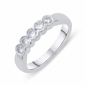 Platinum 0.50ct Diamond Five Stone Bezel Set Ring