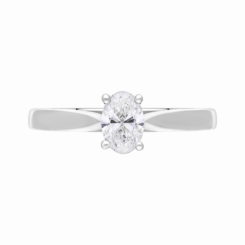 Platinum 0.50ct Diamond GIA Certified Oval Cut Solitaire Ring
