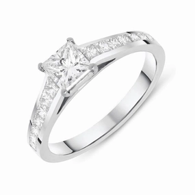 Platinum 0.50ct Diamond Princess Cut Shoulder Solitaire Ring