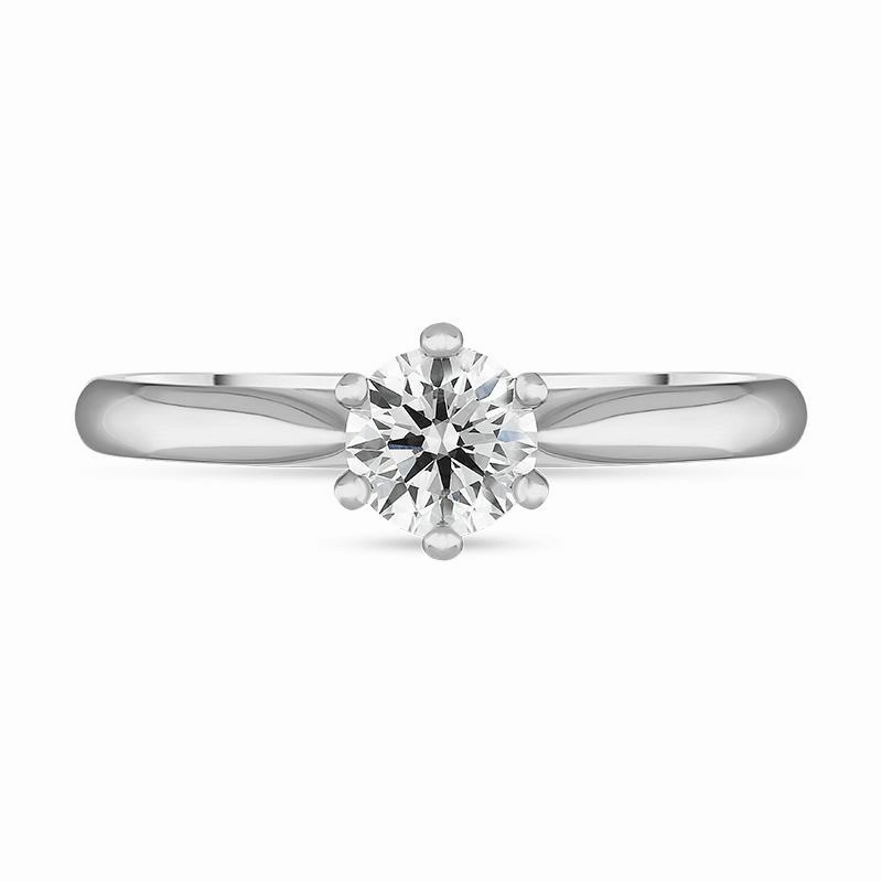 Platinum 0.50ct Diamond Round Brilliant Cut Six Claw Wed Fit Solitaire Ring