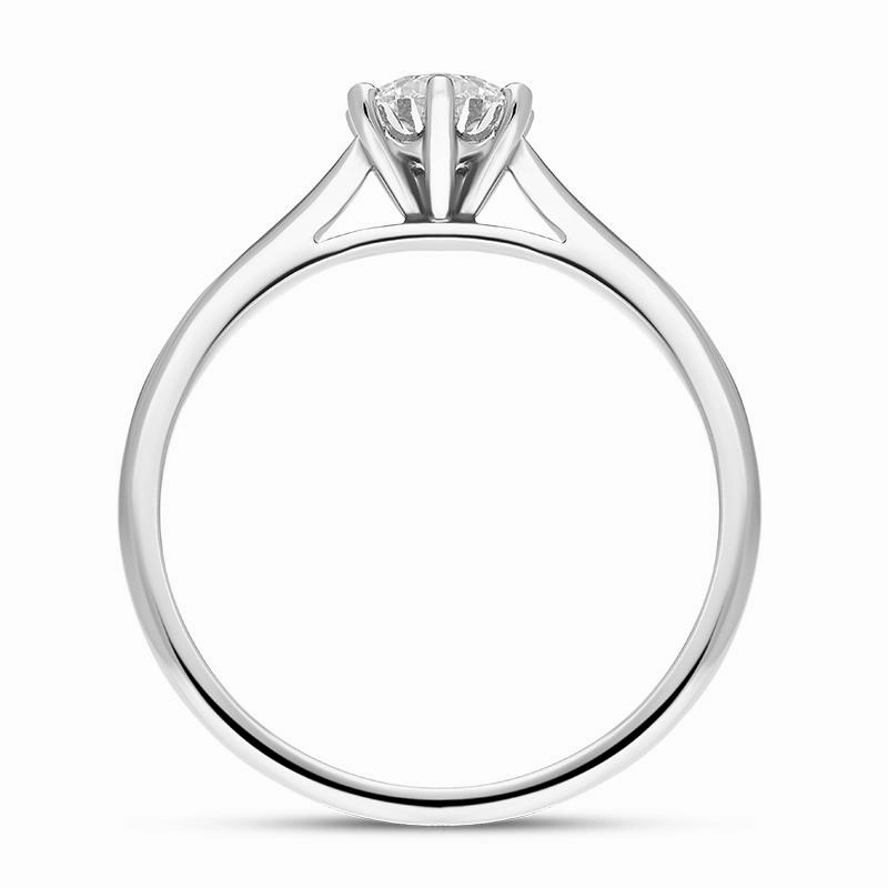 Platinum 0.50ct Diamond Round Brilliant Cut Six Claw Wed Fit Solitaire Ring
