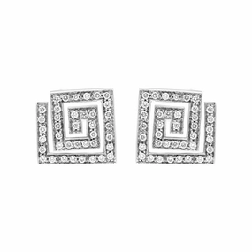 Platinum 0.50ct Diamond Square Spiral Earrings D