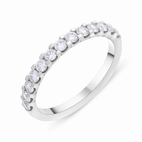 Platinum 0.51ct Diamond Square Claw Half Eternity Ring