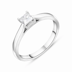 Platinum 0.52ct Diamond Princess Cut Solitaire Ring