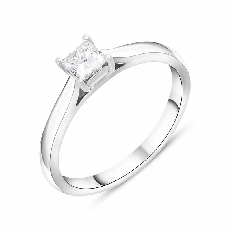 Platinum 0.52ct Diamond Princess Cut Solitaire Ring