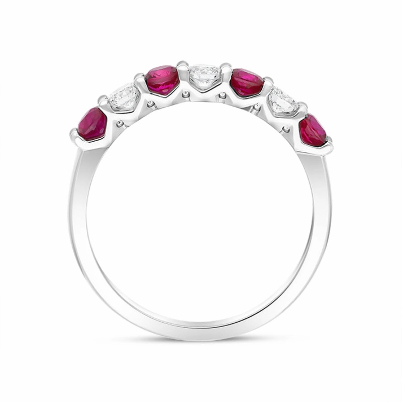 Platinum 0.52ct Ruby Diamond Half Eternity Ring