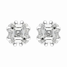 Platinum 0.54ct Diamond Ascher Cut Stud Earrings D