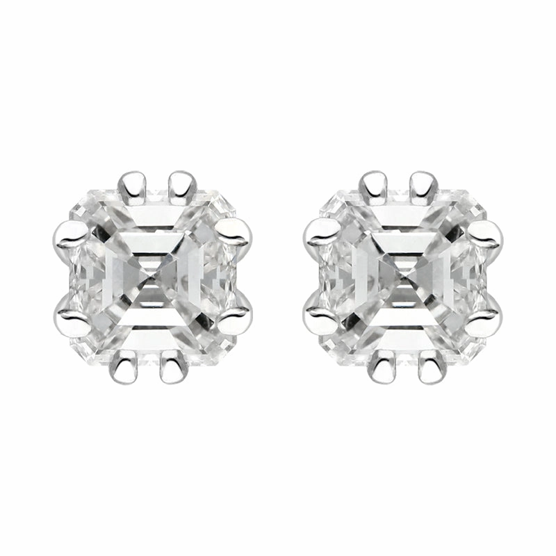 Platinum 0.54ct Diamond Ascher Cut Stud Earrings D