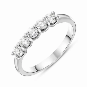 Platinum 0.54ct Diamond Claw Set Wedding Half Eternity Ring