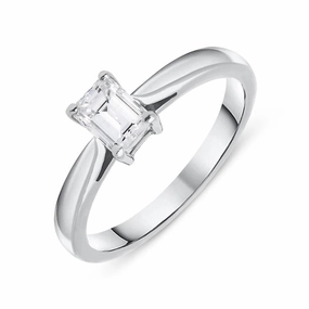 Platinum 0.56ct Diamond Emerald Cut Solitaire Ring