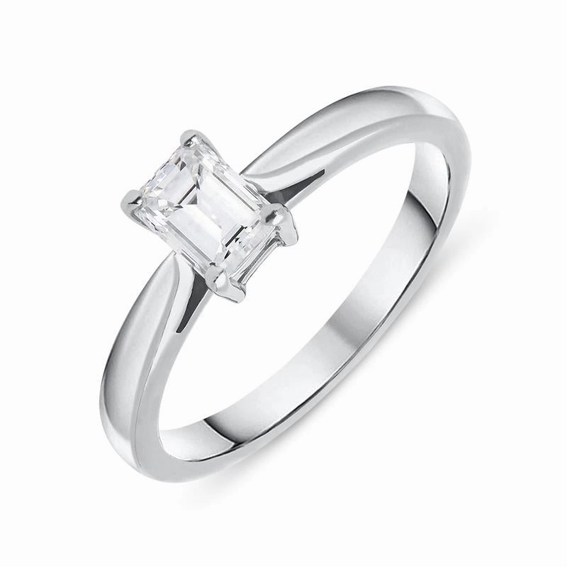 Platinum 0.56ct Diamond Emerald Cut Solitaire Ring