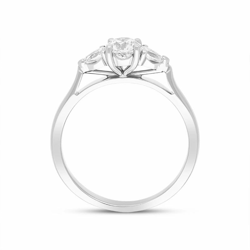 Platinum 0.57ct Diamond Round Brilliant and Pear Cut Three Stone Ring